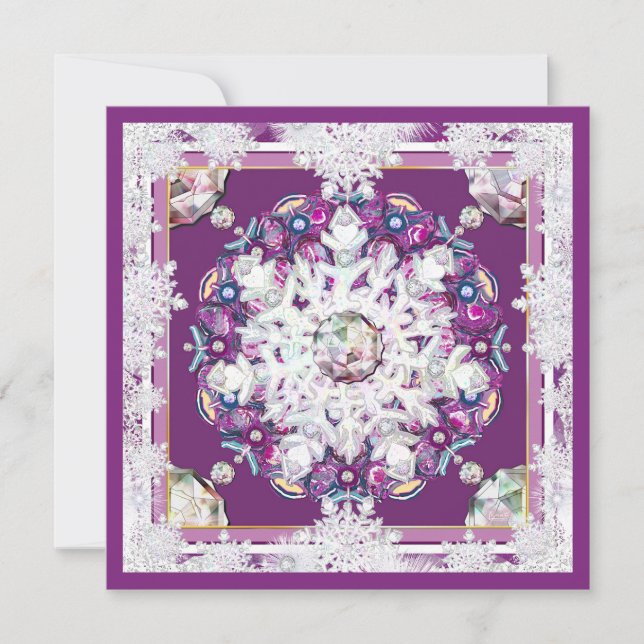 Convite Corante vermelho cardinal e floco de neve (Frente)