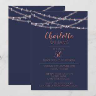Convite Corda Brilhante Moderna Luz 50º Aniversário