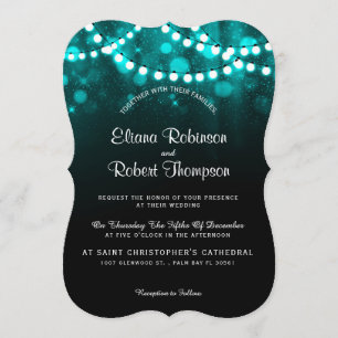 Convite Corda de casamento russa acende turquesa
