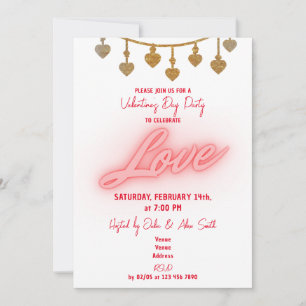 Convite Corda de Corações de Amor Festa do Dia dos Namorad
