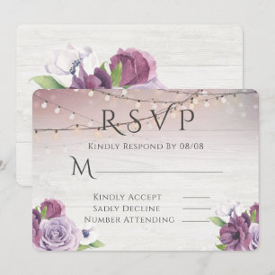 Convite Corda De Madeira De Lights Peony Casamento RSVP