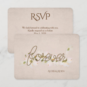Convite Corda de RSVP para sempre com flores
