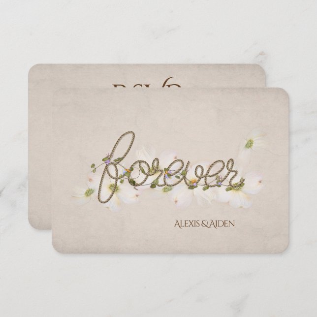 Convite Corda de RSVP para sempre com flores (Frente/Verso)