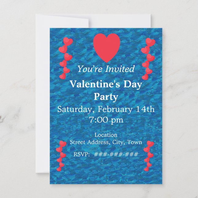 Convite Corda Dourada de Sereia namorados de Corações Verm (Frente)