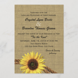 Convite Corda Ocidental e Casamento de Girassol
