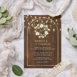Convite Corda Rústica Luz Arca Dourada Magnolia Casamento