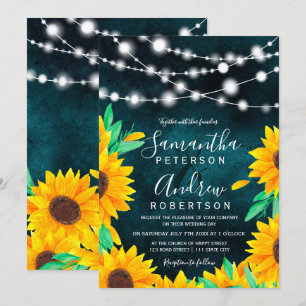 Convite Corda verde-verde-russa lança girassóis casament