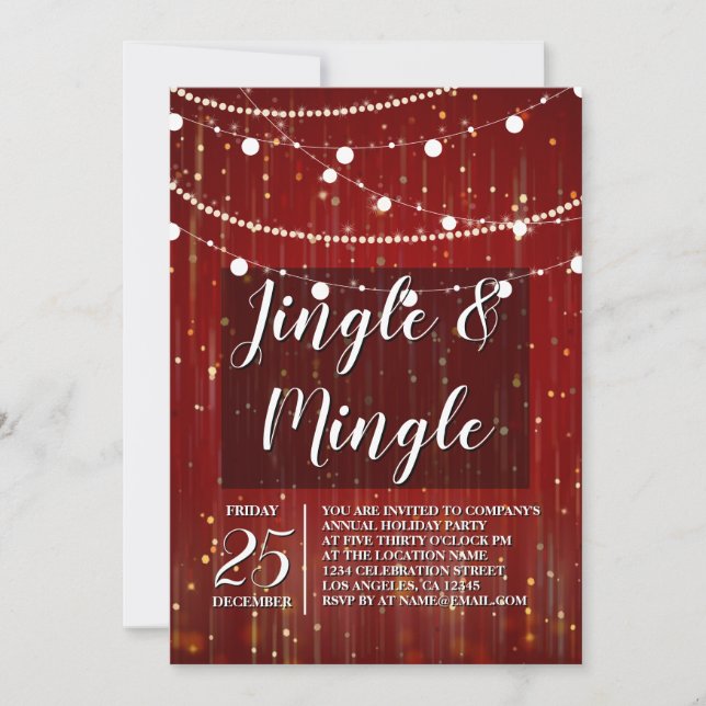Convite Corda Vermelha Corporativa Luz Jingle e Mingle (Frente)