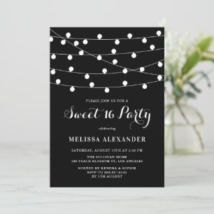 Convite Corda Whimsical Acende Preto Festa 16 Doce