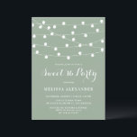 Convite Corda Whimsical Lights Sage Green Sweet 16 Party<br><div class="desc">Convite de festas brilhante e elegante 16 com luzes brancas suspensas. Este doce e personalizável convite de dezesseis é perfeito para festas ao ar livre. Este doce 16 convite verde sábio é perfeito para qualquer tema de festa.</div>