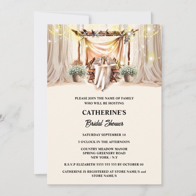 Convite Cordas de boho da Toscana lançam cordas de jantar  (Frente)