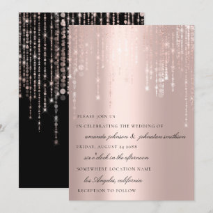 Convite Cordas de Rosa Blush Monograma de Casamento