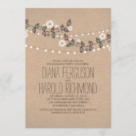 Convite Cordas luminosas brancas Festa de noivado floral