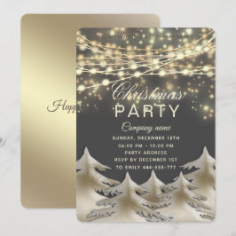 Convite cordas luminosas douradas festa de Natal corporati