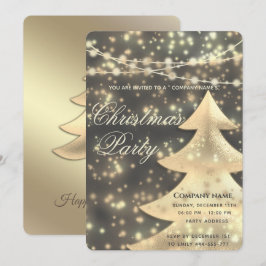 Convite cordas luminosas dourado partido de Natal Inv