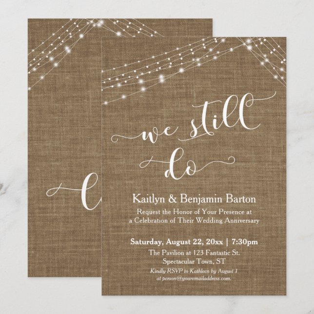 Convite Cordões de Luz de Aniagem Ainda Fazemos Aniversári (Frente/Verso)