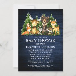 Convite Cores Aquáticas Animais da Floresta Azul Chá de Ma