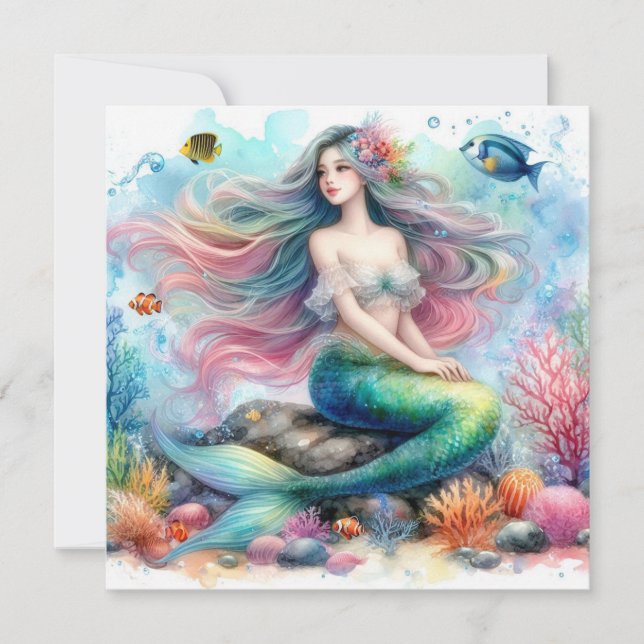 Convite Cores d'água da Mermaid (Frente)