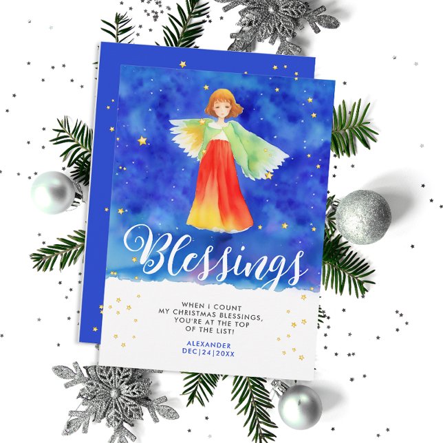 Convite Cores de anjo religioso lindas abençoam aquarela (Criador carregado)