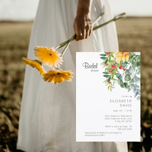 Convite Cores de girassol e de Chá de panela vermelhos