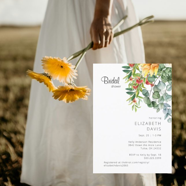 Convite Cores de girassol e de Chá de panela vermelhos (Criador carregado)