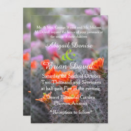 Convite Cores do cacto do deserto florescem fundo