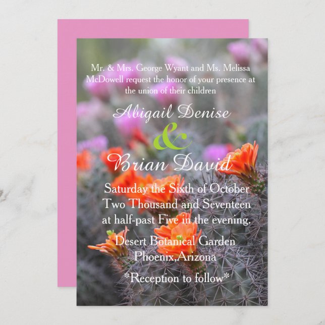 Convite Cores do fundo rosa do deserto (Frente/Verso)
