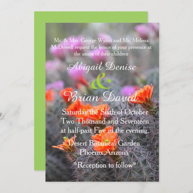 Convite Cores do fundo verde do deserto (Frente/Verso)