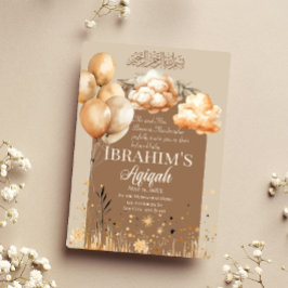 Convite Cores Neutras Cutis Bebê Aqiqah Islâmica