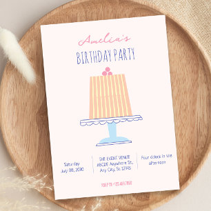 Convite Cores pastéis de bolo de aniversário
