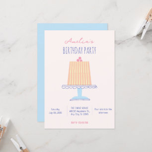 Convite Cores pastéis de bolo de aniversário
