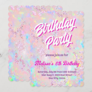 Convite cores pastel opal menina Festa de Aniversário