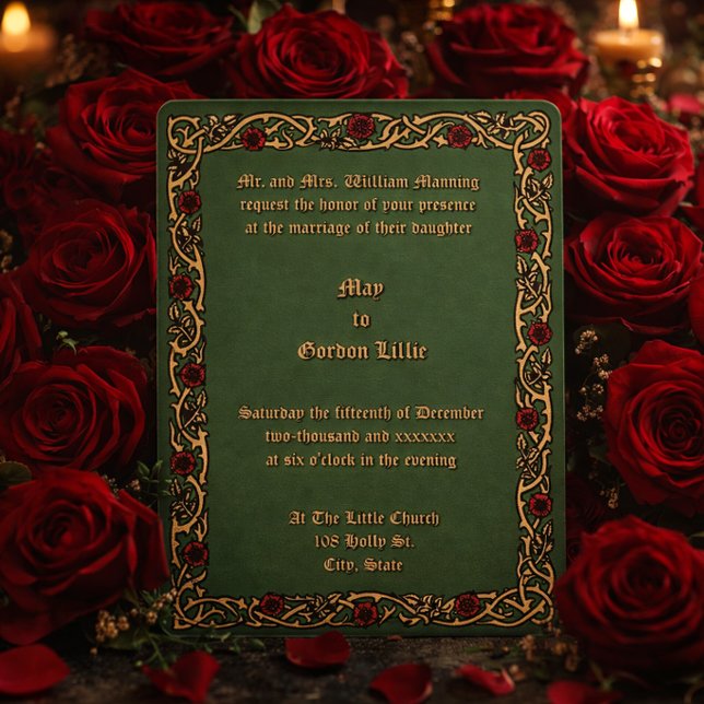 Convite Cores Personalizáveis Folhagem Floral Vinheta de F (Criador carregado)