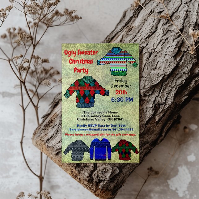 Convite Cores Recoleta, Festa de Natal Feia, ZPR (Ugly Sweater Christmas Party Recoleta Colors Invitation cover)