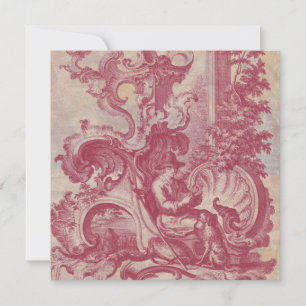 Convite Cores vermelhas de Toile Pompeia do vintage