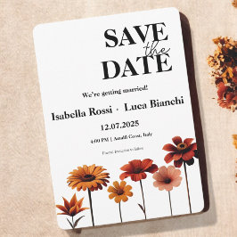 Convite Cores Vermelhas e Sunset Cor Floral Branca e Laran