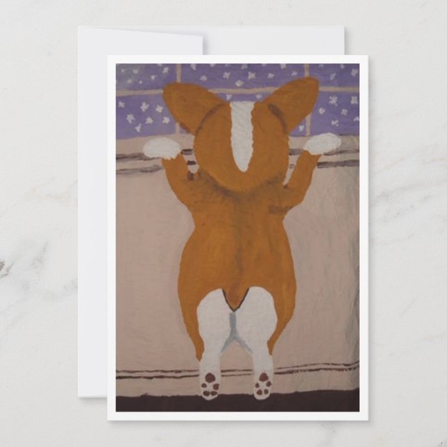 Convite Corgi at Window Invitation (Frente)