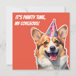 Convite Corgi, é hora da Festa de aniversário.