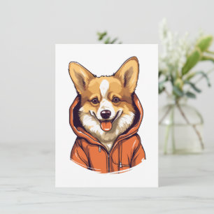 Convite Corgi Engraçado Vestindo Moletom