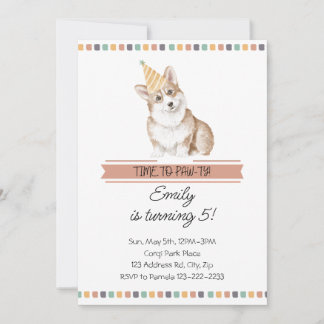 Convite Corgi Personalizável É Hora de Fartar