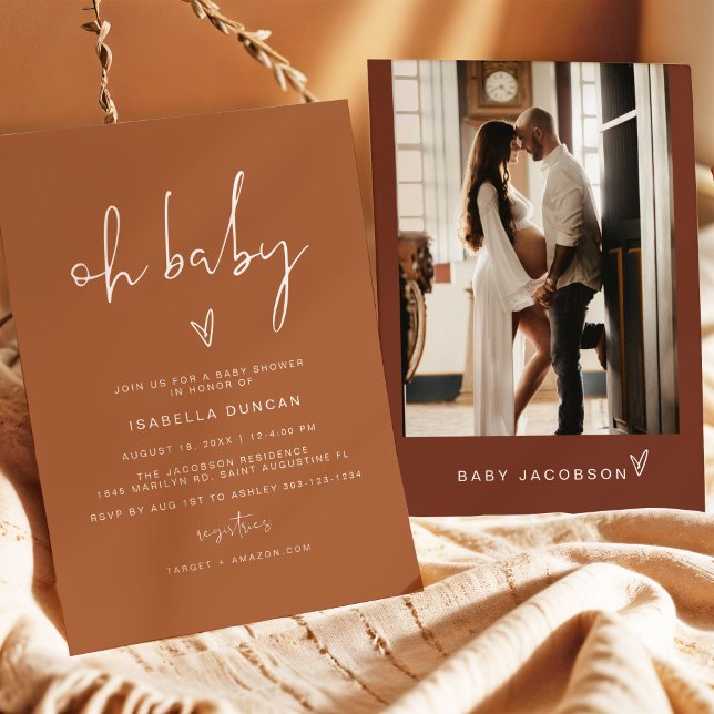 Convite CORIANDER Bohemian Terracotta Oh Baby Chá de frald (Criador carregado)