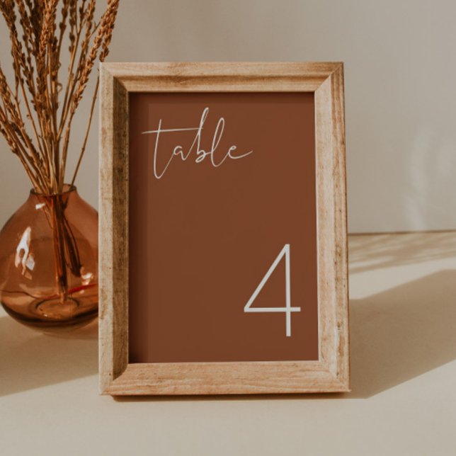 Convite CORIANDER Boho Burnt Orange Modern Table Number (Criador carregado)
