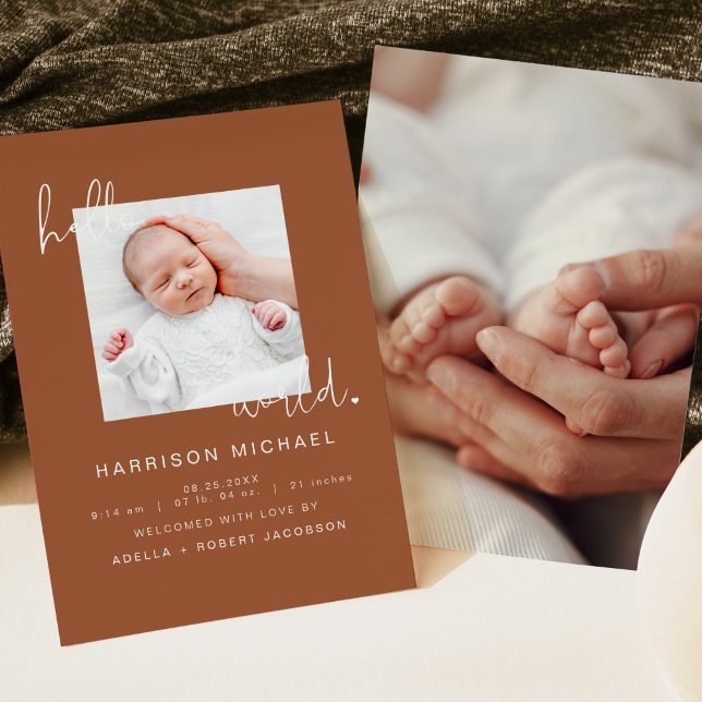 Convite CORIANDER Boho Newborn One Photo Announment (Criador carregado)