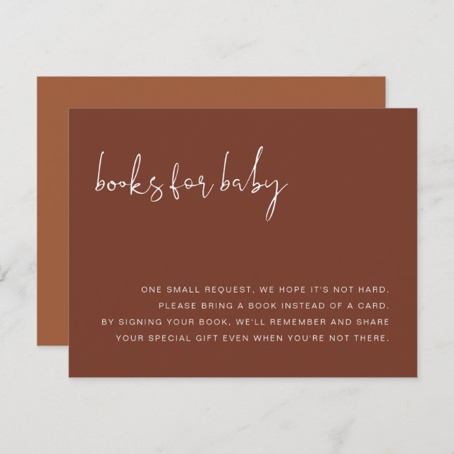 Convite CORIANDER Boho Terracotta e Rust Books Para Bebê (Frente/Verso)
