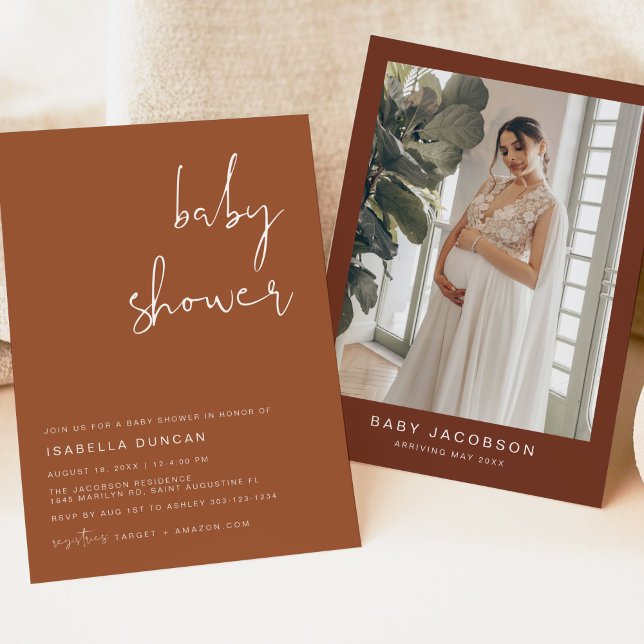 Convite CORIANDER Boho Terracotta e Rust Chá de fraldas (Criador carregado)