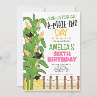 Convite Corn Maze Girl Birthday