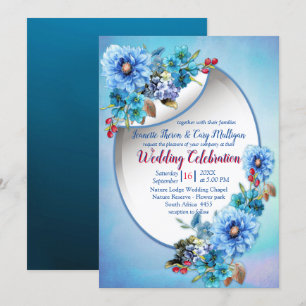 Convite Cornflower Blues em Casamento de Aquarela