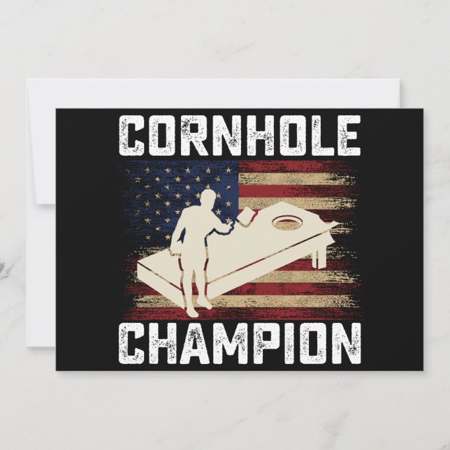 Convite Cornhole Champion American Flag USA 4º de julho (Frente)