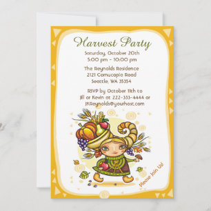 Convite Cornucopia Autumn Harvest Girl