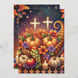 Convite Cornucopia Cristã de Halloween, Vibrante Imprimíve